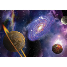 Weltraum-Fototapete mit Universum, Planeten und dem Weltall.