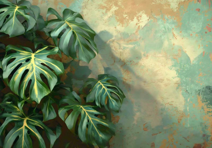 Fototapete Monstera Blätter im urbanen Dschungel Stil