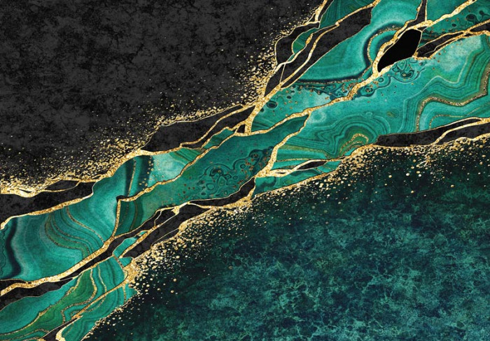 Grüne und goldene Marmortapete