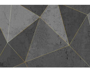3D-Fototapete mit goldenen Linien und marmorierten Dreiecken, modernes Design.