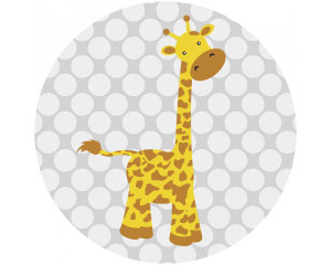 Een giraffe vrolijk weergegeven op een behangcirkel, perfect voor een dierenthema in de kinderkamer.