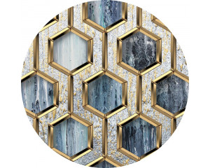 Glamour gouden zeshoek in hexagon-stijl, afgebeeld op een behangcirkel.