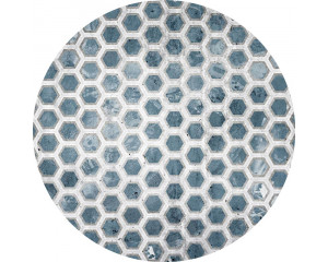 3D-effect zeshoeken in hexagon-stijl, afgebeeld op een behangcirkel.