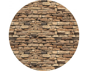 Industriële stenen muur, robuust afgebeeld op een behangcirkel.