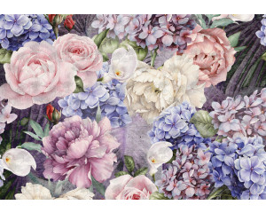 Malerei Blumen Fototapete, natürliche Farben und abstraktes Design.