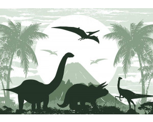 Dino-Tapete mit Dinosauriern, cool und abenteuerlich.