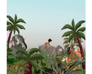 Dschungelbuch Fototapete mit einer schönen Dschungelszene, ideal für ein verspieltes Kinderzimmer.