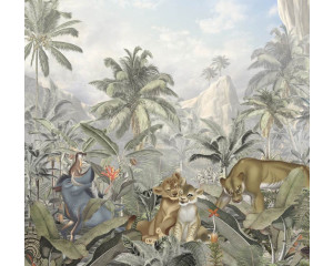 Lion King Mountains Fototapete mit einer majestätischen Landschaft, perfekt für das Kinderzimmer.