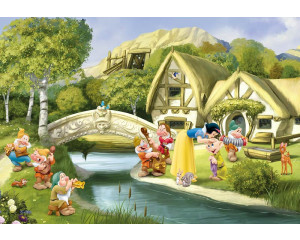 Disney-Fototapete mit Schneewittchen und ihren Waldfreunden, perfekt für ein Kinderzimmer.