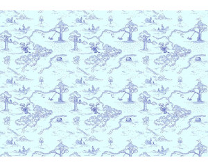 Winnie the Pooh Kinderzimmer Fototapete mit einem fröhlichen Pooh in einer Waldlandschaft.