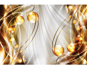 Bernsteinkunst und abstrakte Fototapete, die Gold und Silber für einen luxuriösen Look kombiniert.