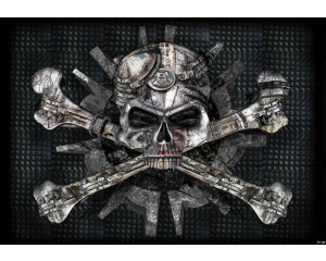 Philozophische Alchemie, Schädel und Totenköpfe auf einer mysteriösen Fototapete für Fantasy-Liebhaber.