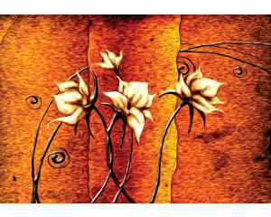 Künstlerische Blumen, abstrakte Kunst Fototapete mit malerischem Aussehen.