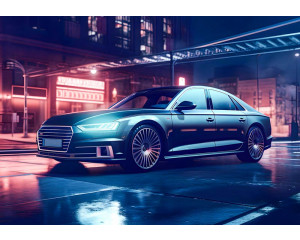 Audi im Neon-Stil, abgebildet auf einer spannenden Fototapete für Autoliebhaber.