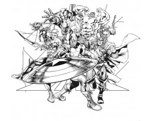 Schwarz-Weiß-Fototapete der Avengers, mit einem coolen monochromen Marvel-Stil.