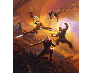 Fototapete Avengers epischen Kampf mit Titan aus dem Marvel-Universum.