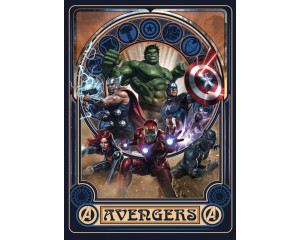 Avengers Ornament-Fototapete mit Marvel-Superhelden in Aktion.
