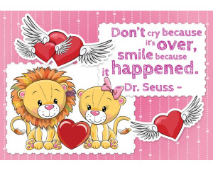 Fototapete von Löwen mit einem Kinderspruch, verspielt und süß.