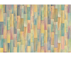 Die Fototapete mit einer bunten Mischung aus Holzmustern bringt Lebendigkeit und Textur in jeden Raum.