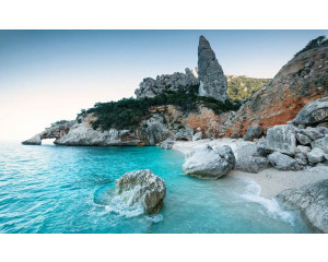 Beach Tales Strandlandschaft Fototapete, perfekt für einen tropischen Look.