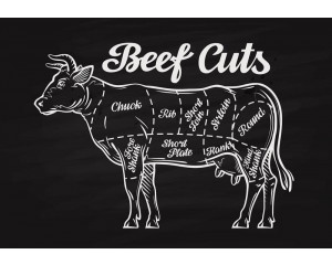 Fleischschneidebrett, Fototapete für Restaurants und Cafés mit einem rustikalen und professionellen Look.