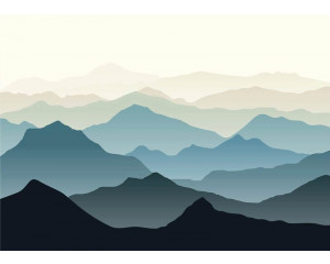 Fototapete Mountainous Landscape Illustration
