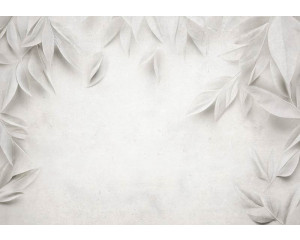 Fotobehang met een verfijnd bladpatroon in ton-sur-ton stijl met natuurlijke kleurnuances.