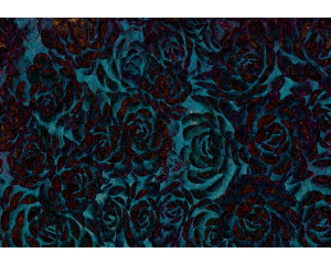 Blaue Blumen und Rosen Fototapete, Malerei Stil für einen künstlerischen Look.