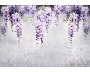 Bluewood-Pflanzen klettern über eine Betonwand, dargestellt auf einer künstlerischen Fototapete.