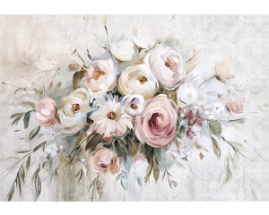 Fototapete eines Blumenstraußes auf einem konkreten Hintergrund, mit einem modernen Design.