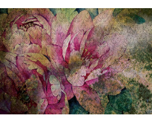 Fototapete einer floralen Kunstmalerei mit rosa Schattierungen.