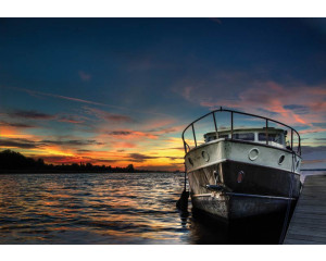Sonnenuntergang am Meer mit einem Holzsteg und mehr, detailliert auf Fototapete.