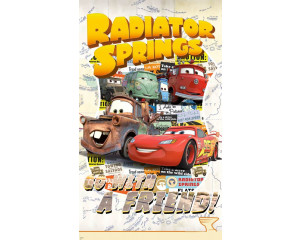 Die Fototapete Cars Take the Open Road zeigt Lightning McQueen, der bereit ist, ein neues Rennen auf einer offenen Straße zu bestreiten.