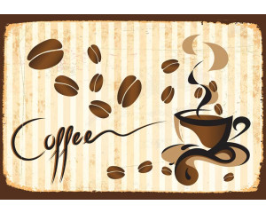 Kaffeetassen-Fototapete, ideal für Küchen und Cafés, mit einem stimmungsvollen Bild von Kaffee und Essen.