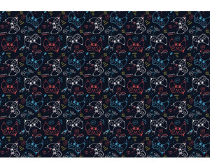 Auf dieser verspielten Fototapete sind Game-Controller abgebildet, die sich perfekt für ein Spielzimmer oder einen Spielraum eignen.