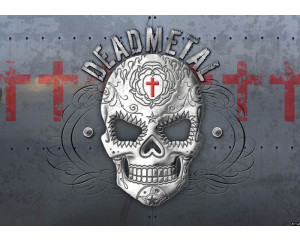 Deathmetal Schädel Alchemie Fototapete, mit einer dunklen und harten Blick, ideal für Rock-und Metal-Fans.