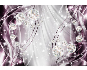 Fototapete mit lila und violetten Diamanten, abstrakter Schmuck im Schmuckstil.