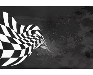 Fotobehang van een finishvlag spektakel, met een opwindend race-thema.