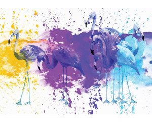 Fototapete eines Flamingo-Gemäldes, mit künstlerischen Details und einer lebendigen Darstellung des Vogels.