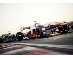 Fototapete eines Formel-1-Rennens Kampf zwischen Autos, mit einer spannenden Rennatmosphäre.