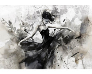 Gemalte Tänzerin vor einem konkreten Hintergrund, attraktiv dargestellt auf dieser künstlerischen Fototapete.