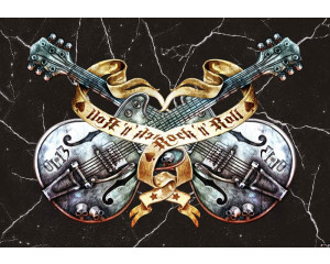 Schwarze Heavy-Metal-Rock-and-Roll-Gitarren, perfekte Fototapete für Musikliebhaber und coole Innenräume.