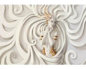 Fototapete mit goldener Frau und künstlerischem Relief, ideal für eine luxuriöse und künstlerische Atmosphäre in jedem Raum.