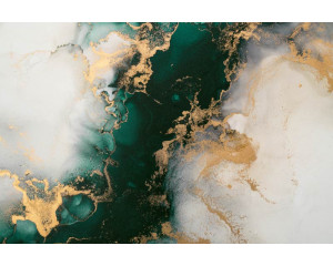 Fototapete aus einer Kombination von goldenem und türkisem Marmor, die jedem Interieur einen einzigartigen und reichen Look verleiht.