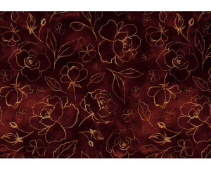 Fototapete mit goldenen Blumen und Blättern, raffinierte Malerei mit leuchtenden Farben für einen luxuriösen Look.