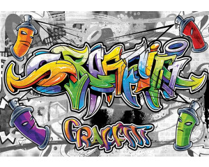 Fototapete mit einer Graffiti-Zeichnung an einer Wand, künstlerisch und cool.