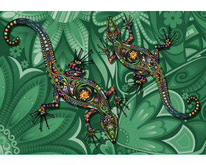 Eidechsen, kunstvoll gerendert auf einer abstrakten und natürlichen Fototapete.