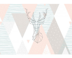 Fototapete von Hirschen im abstrakten Kunststil, geometrisch und modern.