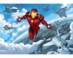Fototapete Iron Man im Flug, epische Action aus Marvel-Filmen.