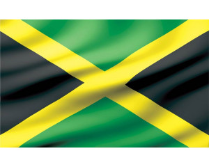 Fototapete mit der jamaikanischen Flagge, hell und kraftvoll.